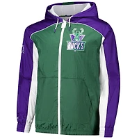 Coupe-vent entièrement zippé de qualité supérieure Mitchell & Ness Milwaukee Bucks Hardwood Classics Big Shot pour homme