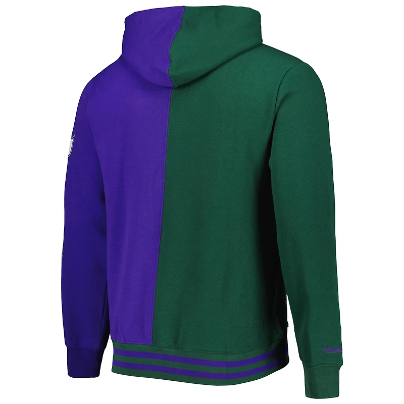 Men's Mitchell & Ness Green/ Milwaukee Bucks Hardwood Classics Split Pullover Hoodie