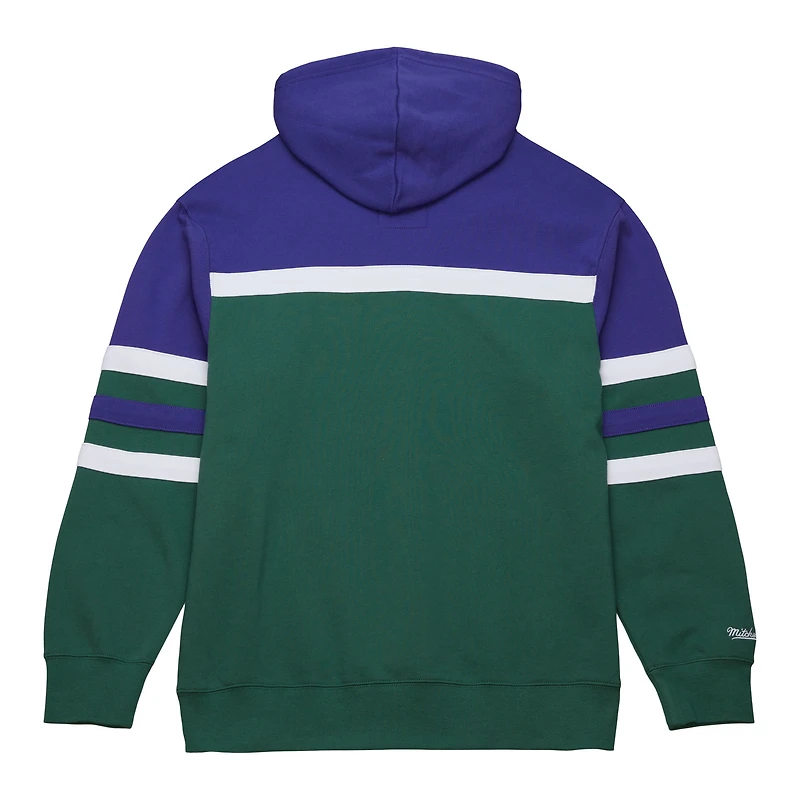 Men's Mitchell & Ness Green/Purple Milwaukee Bucks Head Coach Pullover Hoodie