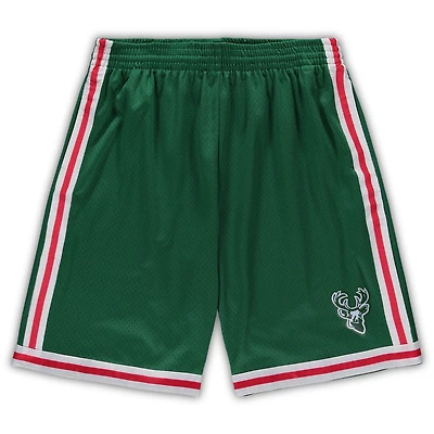 Men's Mitchell & Ness Green Milwaukee Bucks Big Tall Hardwood Classics Team Swingman Shorts