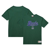 T-shirt en feutre appliqué vert Milwaukee Bucks Hardwood Classics pour homme Mitchell & Ness