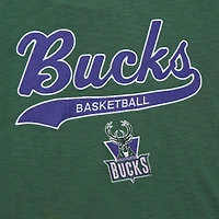 T-shirt en feutre appliqué vert Milwaukee Bucks Hardwood Classics pour homme Mitchell & Ness