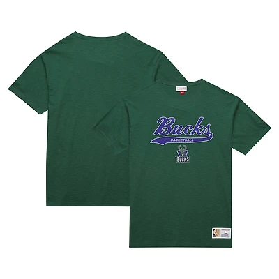T-shirt en feutre appliqué vert Milwaukee Bucks Hardwood Classics pour homme Mitchell & Ness
