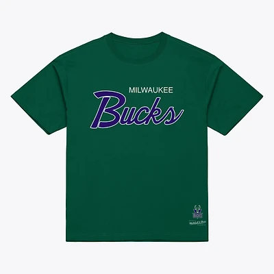 Men's Mitchell & Ness Green Milwaukee Bucks Vintage Wordmark T-Shirt