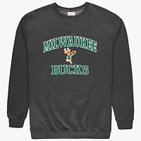 Sweat-shirt à col rond Mitchell & Ness Heather Charcoal Milwaukee Bucks Hardwood Classics pour homme, grandes tailles
