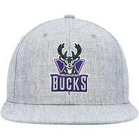 Casquette Snapback Milwaukee Bucks Hardwood Classics 2.0 Mitchell & Ness Heather Grey pour homme