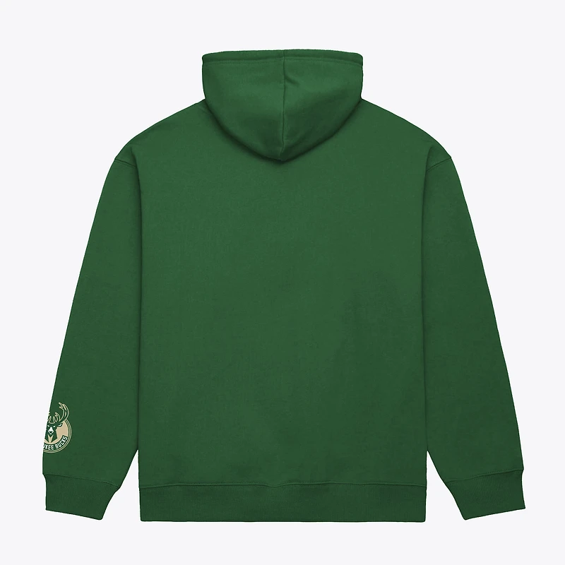 Men's Mitchell & Ness Hunter Green Milwaukee Bucks Basic Fleece Hoodie