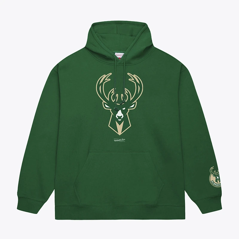 Sweat à capuche basique en polaire Mitchell & Ness vert chasseur Milwaukee Bucks pour homme