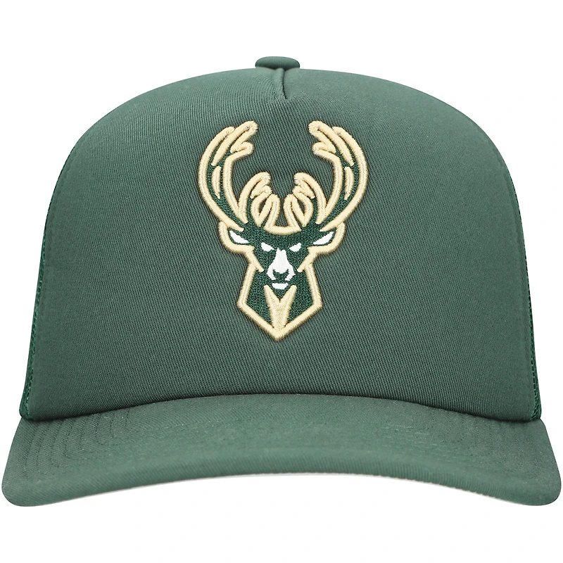 Men's Mitchell & Ness Hunter Green Milwaukee Bucks Core Evergreen OTC Trucker Adjustable Hat