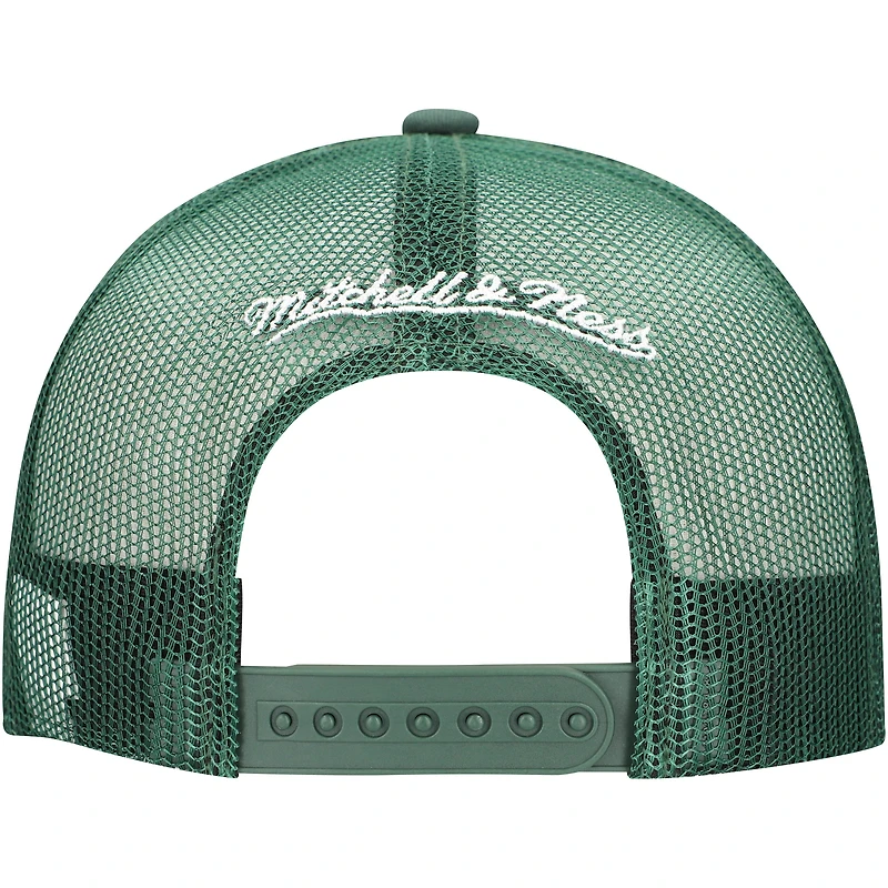 Men's Mitchell & Ness Hunter Green Milwaukee Bucks Core Evergreen OTC Trucker Adjustable Hat