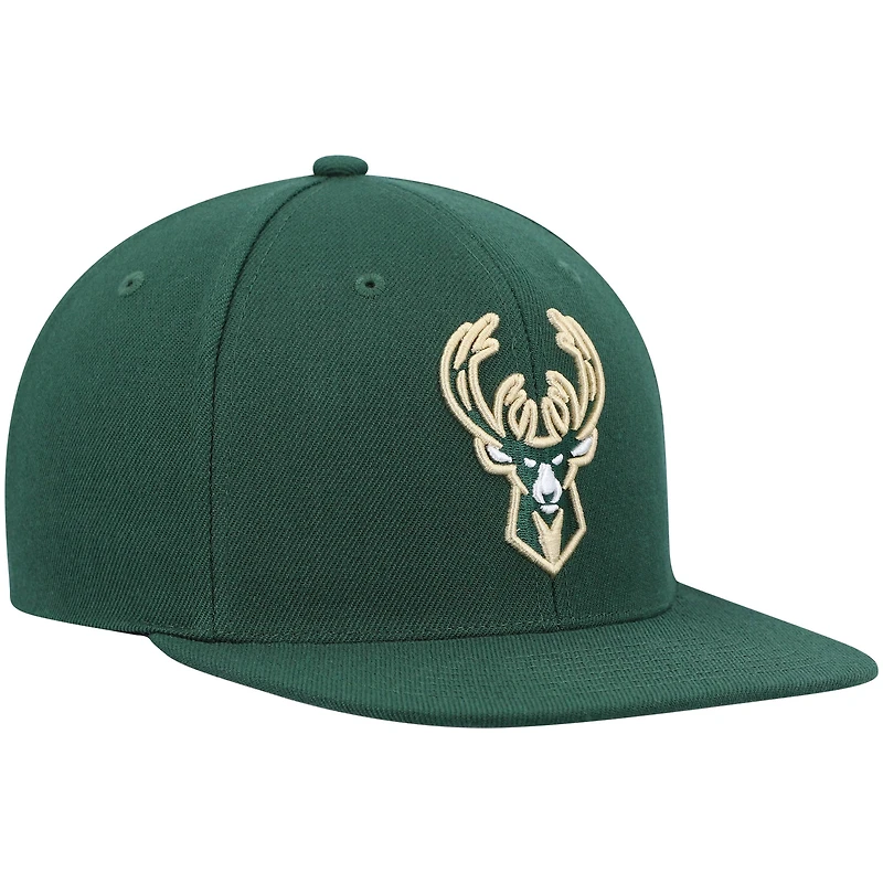Casquette Snapback Milwaukee Bucks Ground 2.0 vert chasseur Mitchell & Ness pour homme