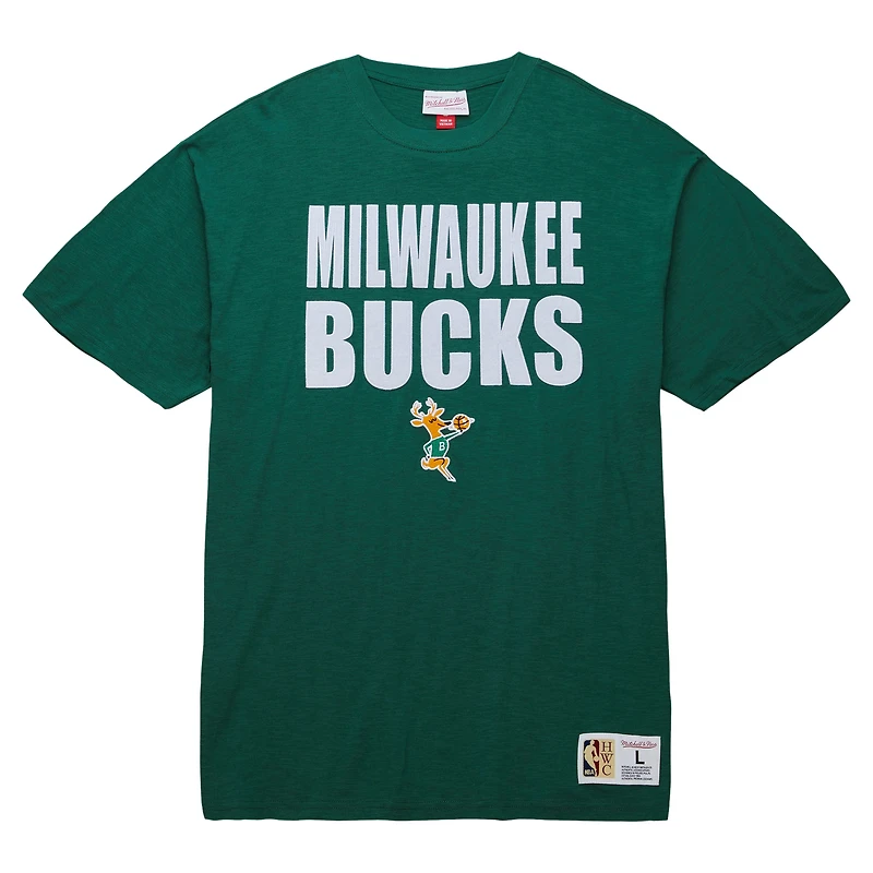 T-shirt flammé légendaire des Milwaukee Bucks Hardwood Classics de Mitchell & Ness pour homme, vert chasseur