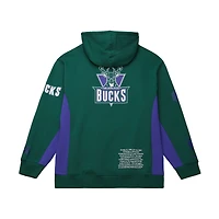 Sweat à capuche en polaire Mitchell & Ness Hunter Green Milwaukee Bucks Hardwood Classics Team Origins pour homme