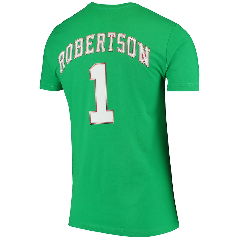 Men's Mitchell & Ness Oscar Robertson Green Milwaukee Bucks Hardwood Classics Stitch Name Number T-Shirt