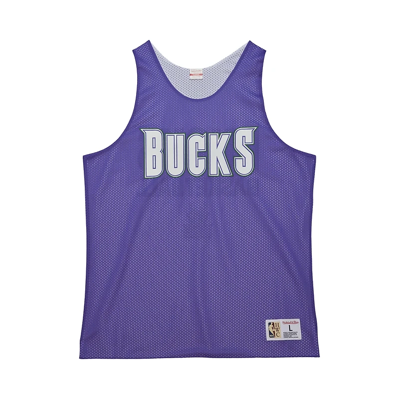 Maillot d'entraînement réversible en maille pour homme Mitchell & Ness Milwaukee Bucks Hardwood Classics violet/blanc