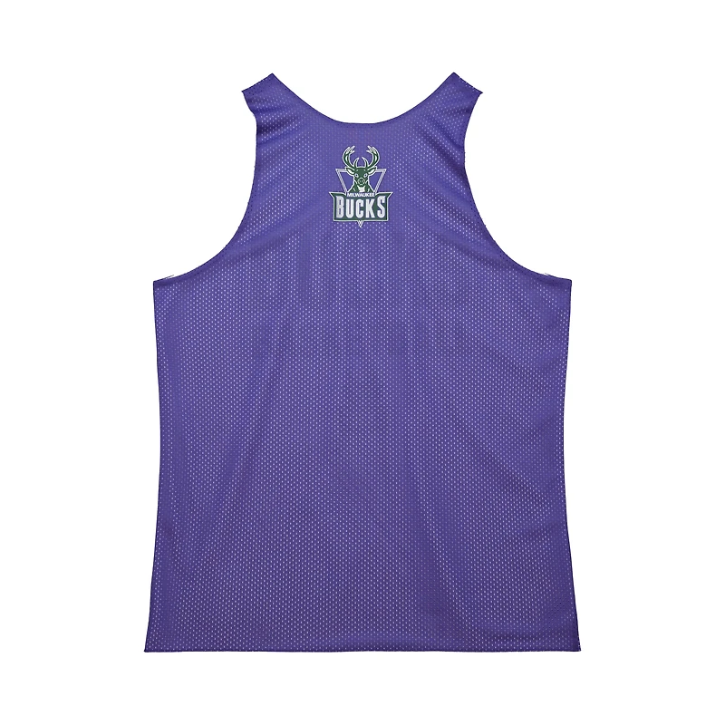 Maillot d'entraînement réversible en maille pour homme Mitchell & Ness Milwaukee Bucks Hardwood Classics violet/blanc