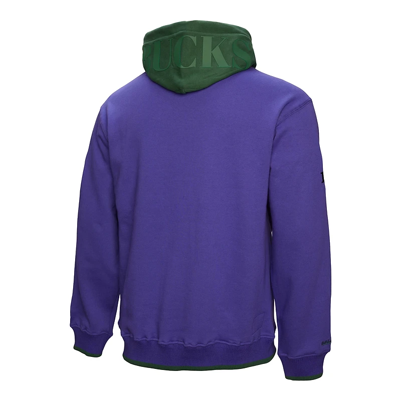 Men's Mitchell & Ness  Purple Milwaukee Bucks Hardwood Classics Team OG 3.0 Pullover Hoodie
