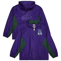 Men's Mitchell & Ness Purple Milwaukee Bucks Playmaker Full-Zip Windbreaker Jacket