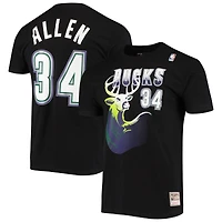 Men's Mitchell & Ness Ray Allen Black Milwaukee Bucks Hardwood Classics Stitch Name Number T-Shirt