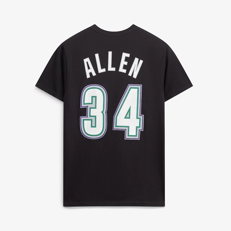 T-shirt avec nom et numéro Mitchell & Ness Ray Allen noir des Milwaukee Bucks Hardwood Classics pour homme