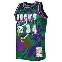 Men's Mitchell & Ness Ray Allen Green Milwaukee Bucks 1996/97 Hardwood Classics Marble Swingman Jersey