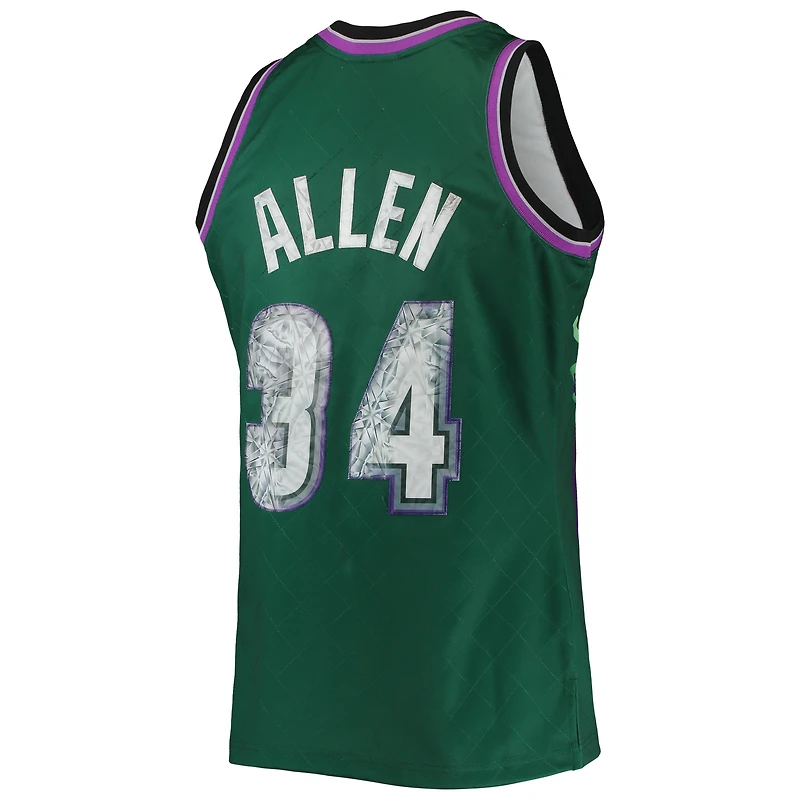 Maillot Swingman Milwaukee Bucks Mitchell & Ness Ray Allen vert 1996/97 Hardwood Classics NBA 75e anniversaire Diamond pour hommes