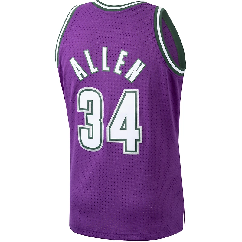 Men's Mitchell & Ness Ray Allen Purple Milwaukee Bucks / Hardwood Classics Swingman Jersey