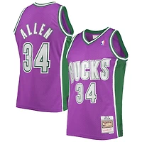 Men's Mitchell & Ness Ray Allen Purple Milwaukee Bucks 2001/02 Hardwood Classics Swingman Jersey