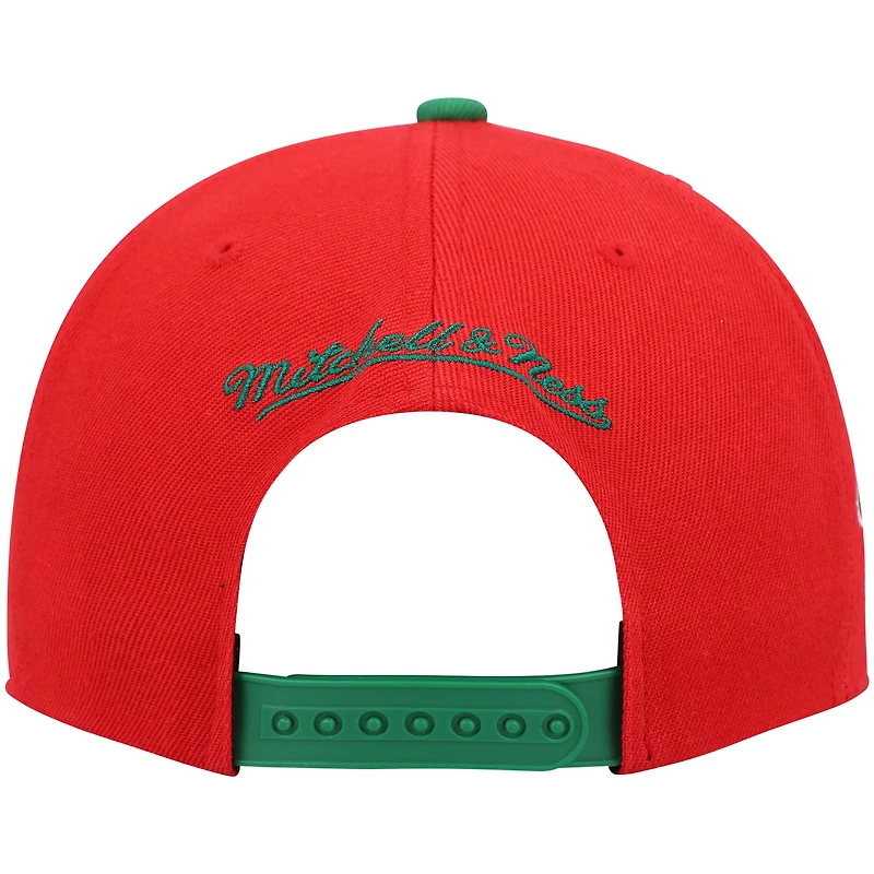 Casquette Snapback Milwaukee Bucks Hardwood Classics rouge/vert Mitchell & Ness pour hommes