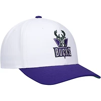 Men's Mitchell & Ness White/Purple Milwaukee Bucks Hardwood Classics Core 2-Tone 2.0 Pro Snapback Hat