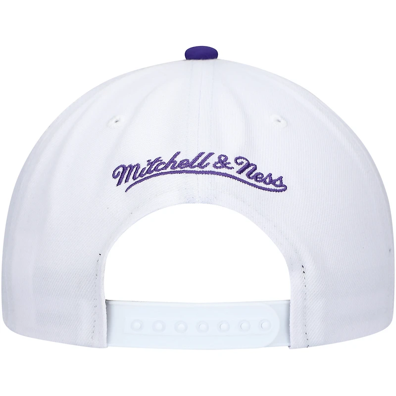 Men's Mitchell & Ness White/Purple Milwaukee Bucks Hardwood Classics Core 2-Tone 2.0 Pro Snapback Hat