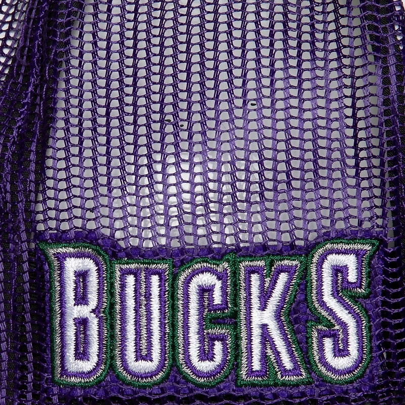 Men's Mitchell & Ness White Milwaukee Bucks Hardwood Classics Blocker Foam Front Trucker Snapback Hat