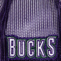 Men's Mitchell & Ness White Milwaukee Bucks Hardwood Classics Blocker Foam Front Trucker Snapback Hat