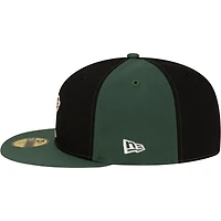 Casquette ajustée New Era 59FIFTY pour homme, noire et vert chasseur, Milwaukee Bucks, style années 80, motif girouette.
