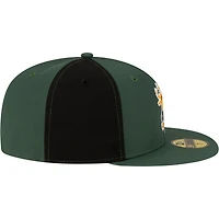 Casquette ajustée New Era 59FIFTY pour homme, noire et vert chasseur, Milwaukee Bucks, style années 80, motif girouette.