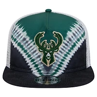 Casquette de golf à visière rabattable New Era noire/vert chasseur pour homme, Milwaukee Bucks