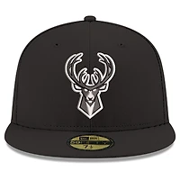 Men's New Era Black/White Milwaukee Bucks 59FIFTY Fitted Hat