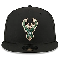 Casquette snapback New Era noire pour homme Milwaukee Bucks 2026 NBA Draft Crystal 9FIFTY