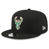 Casquette snapback New Era noire pour homme Milwaukee Bucks 2026 NBA Draft Crystal 9FIFTY
