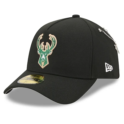 Men's New Era Black Milwaukee Bucks 2026 NBA Draft On-Stage Crystal A-Frame 59FORTY Fitted Hat