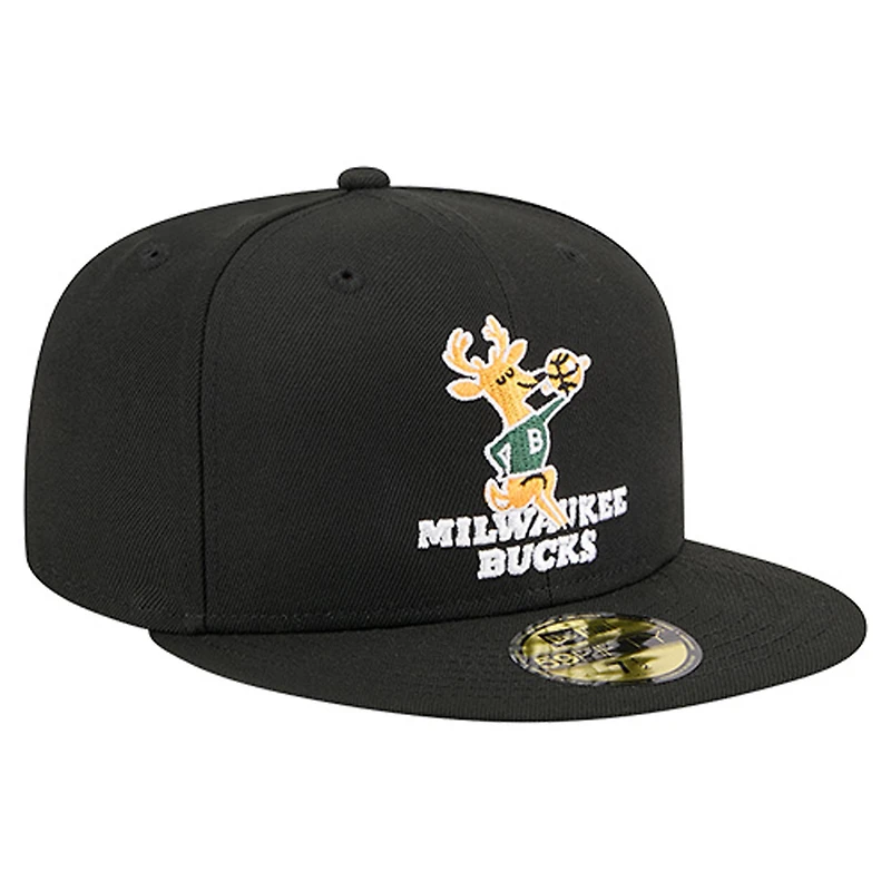 Casquette ajustée New Era 59FIFTY pour homme, logo principal des Milwaukee Bucks, noire
