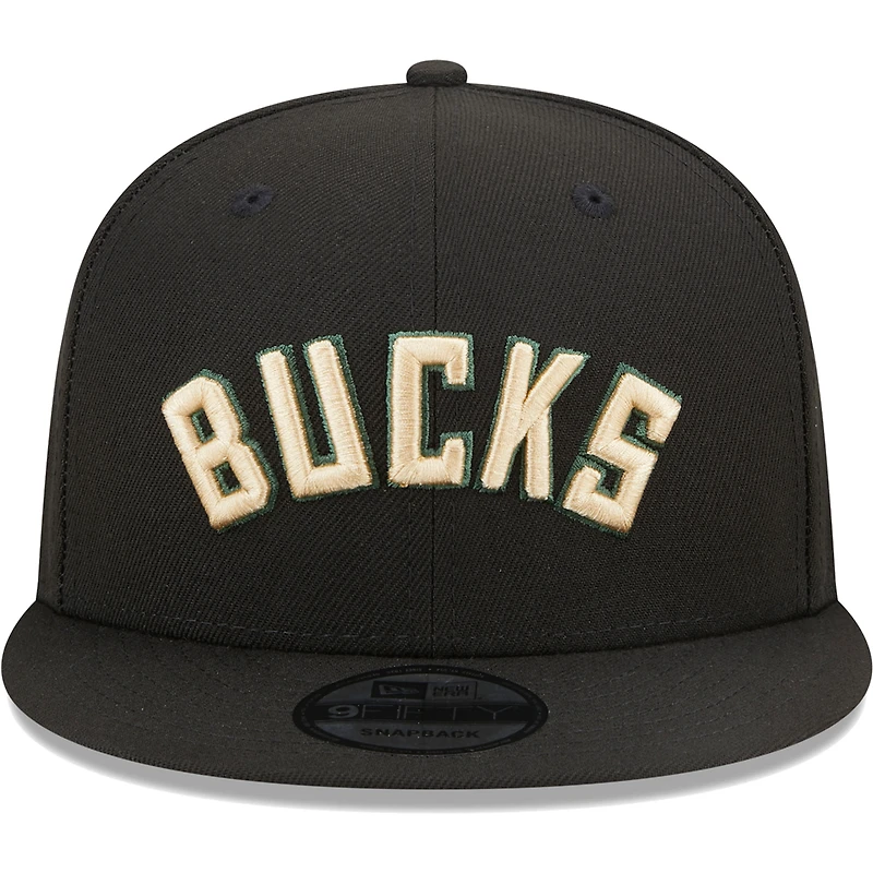 Casquette Snapback New Era Milwaukee Bucks Jersey Hook Statement Edition 9FIFTY noire pour homme