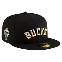 Casquette ajustée New Era noire Milwaukee Bucks Statement Edition Jersey Hook 59Fifty pour homme