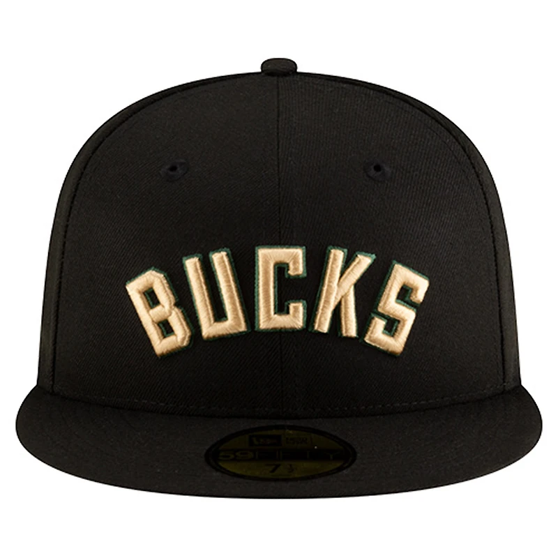 Men's New Era  Black Milwaukee Bucks Statement Edition Jersey Hook 59Fifty Fitted Hat