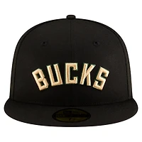 Men's New Era  Black Milwaukee Bucks Statement Edition Jersey Hook 59Fifty Fitted Hat