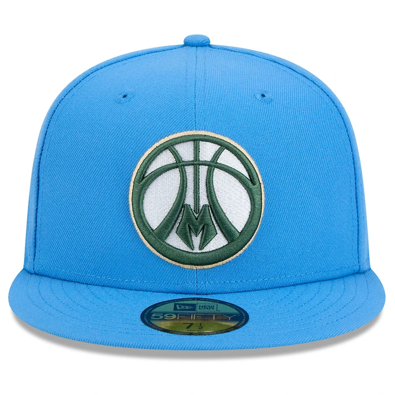 Casquette ajustée New Era Milwaukee Bucks 2024/25 City Edition Alternate 59FIFTY bleue pour homme