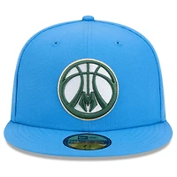 Casquette ajustée New Era Milwaukee Bucks 2024/25 City Edition Alternate 59FIFTY bleue pour homme
