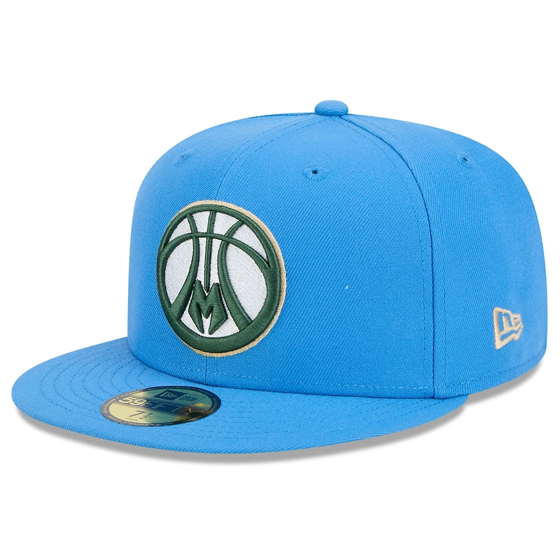 Casquette ajustée New Era Milwaukee Bucks 2024/25 City Edition Alternate 59FIFTY bleue pour homme