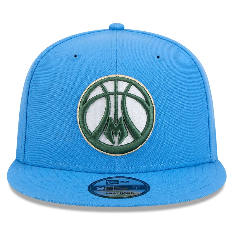 Casquette snapback alternative 9FIFTY Milwaukee Bucks 2024/25 City Edition New Era bleue pour homme