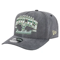Men's New Era  Charcoal Milwaukee Bucks Throwback Washed Pre-Curved 9FIFTY Snapback Hat